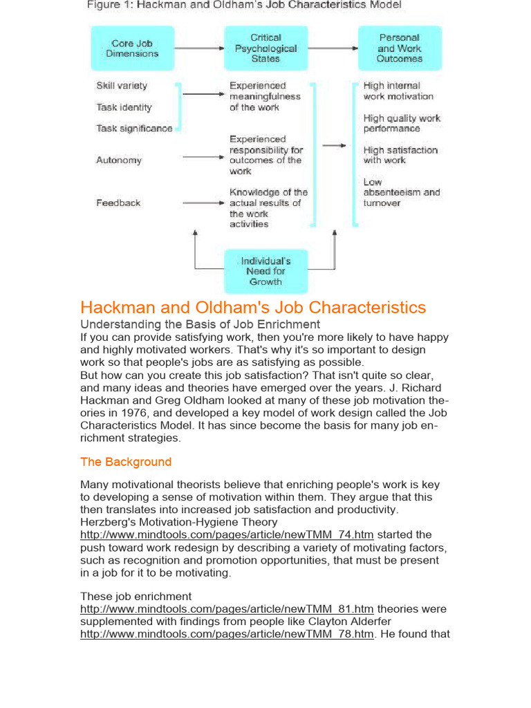 Hackman and Oldham's Job Characteristics Model | PDF | Psychology ...