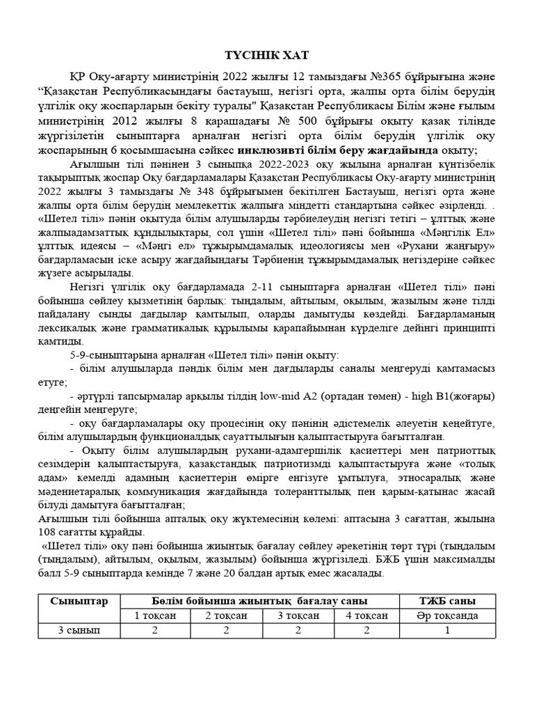 ТҮСІНІК ХАТ (копия) | PDF