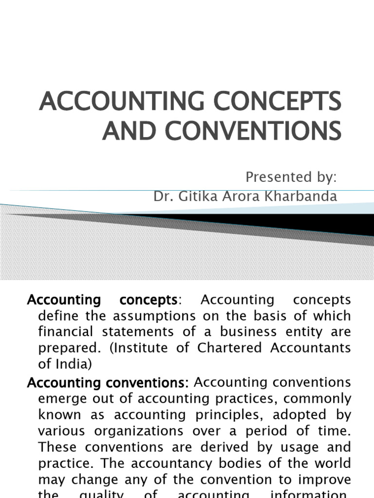 Presentation Accounting Concepts and Conventions PDF Debits And