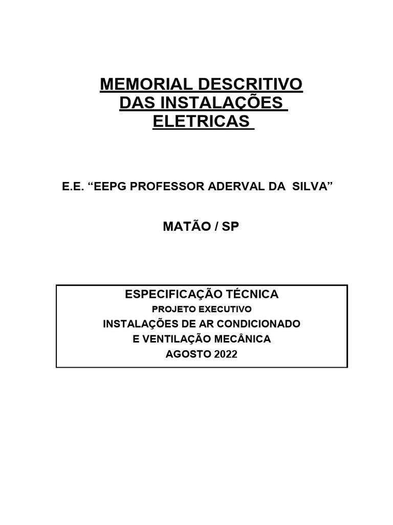 8 - Memorial Descritivo Das Instalações Eletricas | PDF