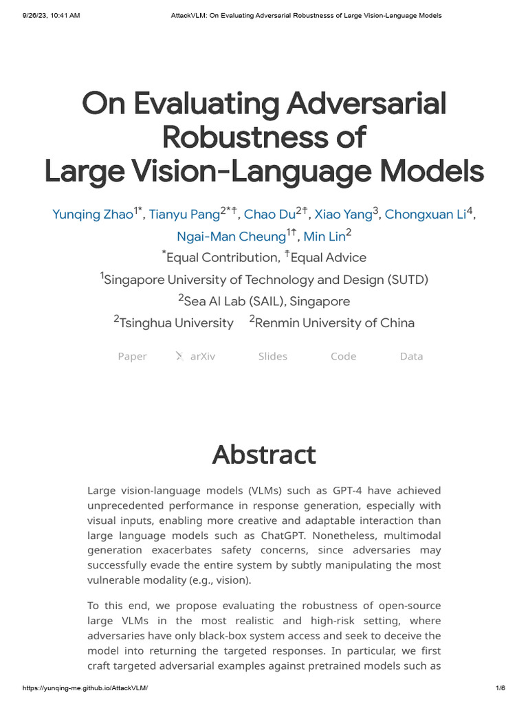 Evaluating Adversarial Robustness in VLMs | PDF