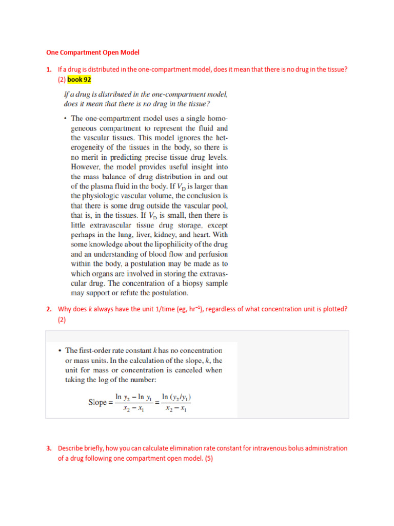 One-Compartment Model Drug Pharmacokinetics | PDF | Science & Mathematics