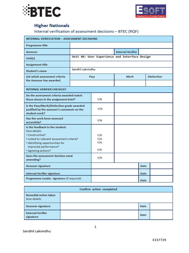 BTEC Internal Verification: UX Design | PDF | Graphical User Interfaces ...