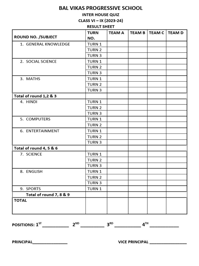 Result Sheet 1 PDF