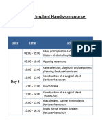 Basic Dental Implant Hands-On Course Schedule