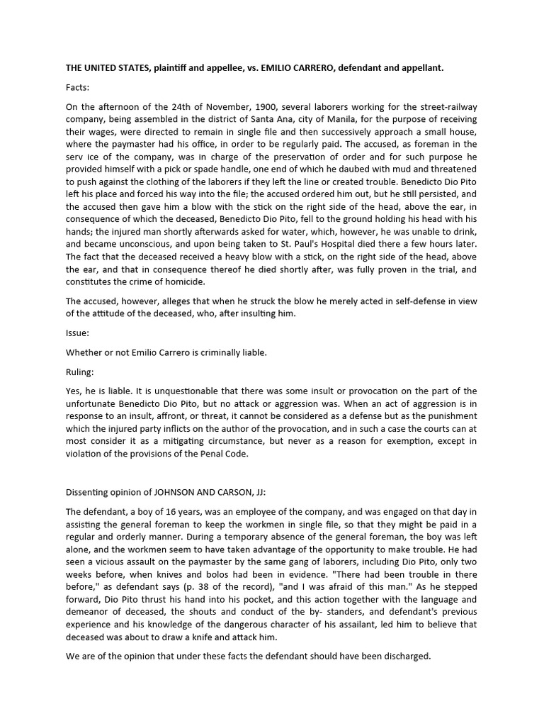 THE UNITED STATES, Plaintiff and Appellee, vs. EMILIO CARRERO ...