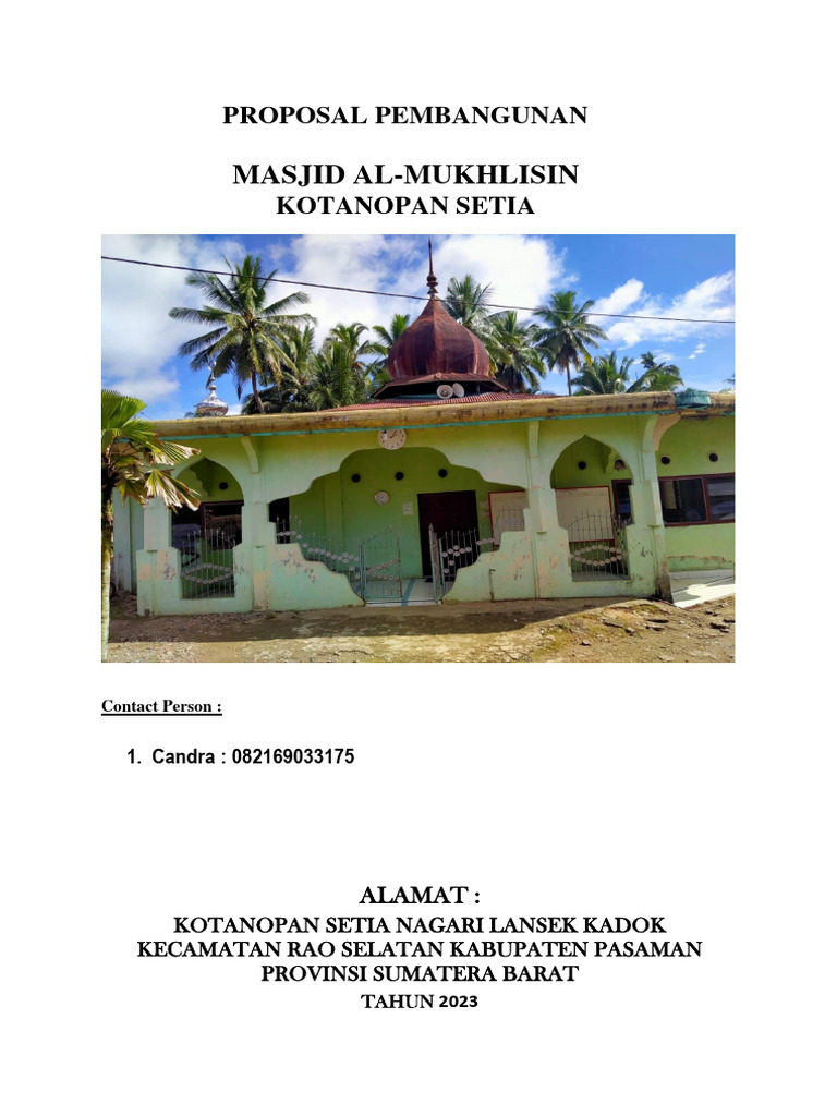 Proposal Pembangunan Masjid Al-Mukhlisin | PDF | Perjalanan