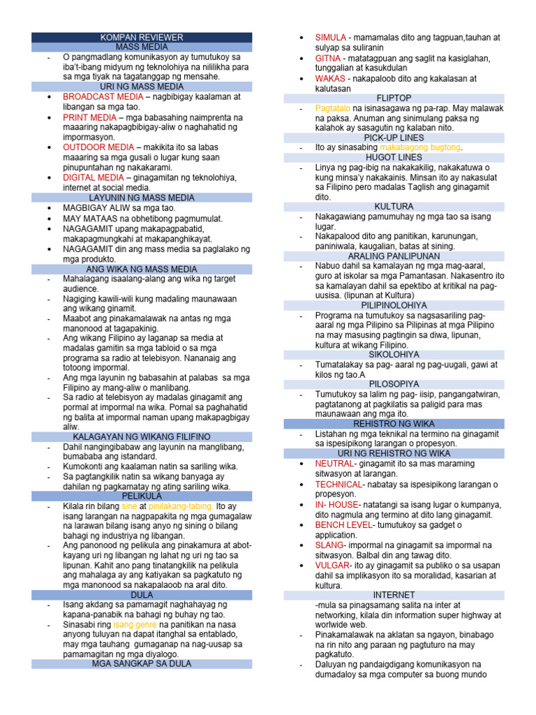 Grade 9 Reviewer 2nd Quarter