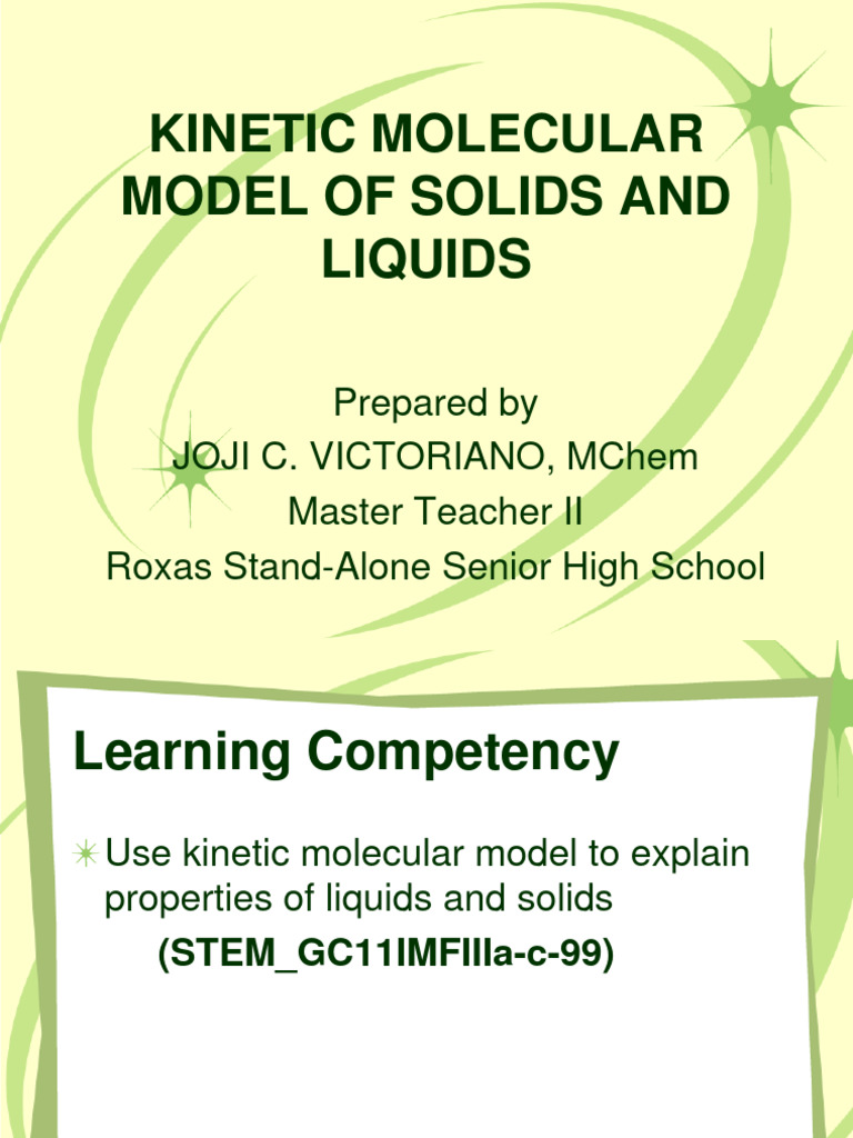 Kinetic Molecular Theory of Solids and Liquids | PDF | Gases | Liquids