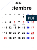 Calendario Diciembre 2023 Espana Vertical Clasico