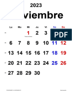 Calendario Noviembre 2023 Espana Vertical Clasico