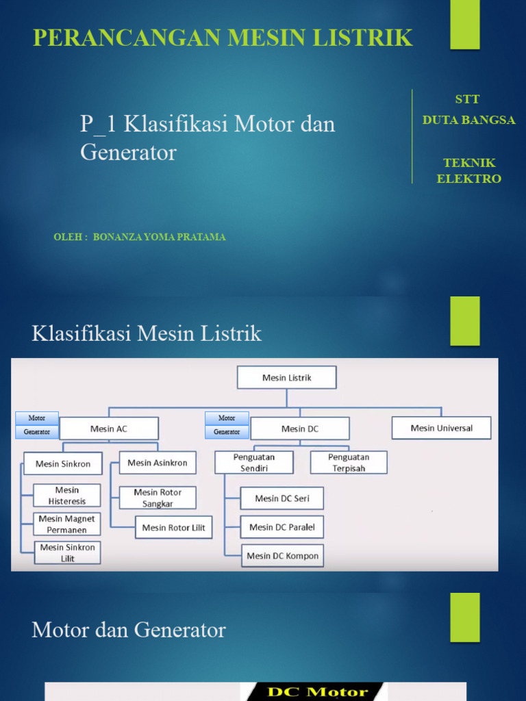 01perancangan Mesin Listrik - Klasifikasi Motor Dan Generator | PDF