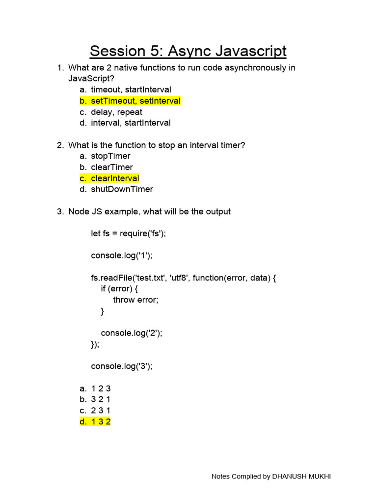 Async Javascript | PDF | Teaching Methods & Materials | Computers