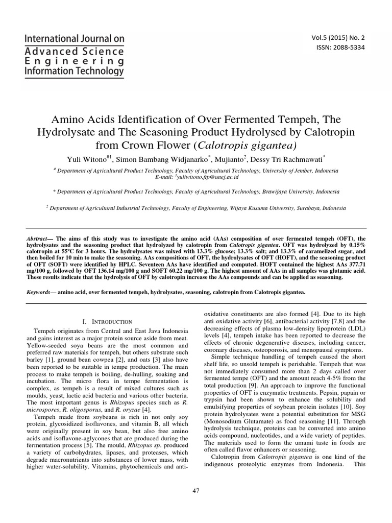 27.amino Acids Identification of Over Fermented Tempeh PDF Umami