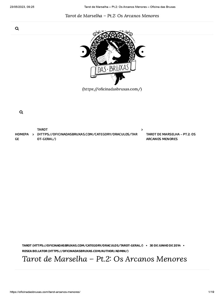 Tarot de Marselha - Pt.2 - Os Arcanos Menores - Oficina Das Bruxas | PDF