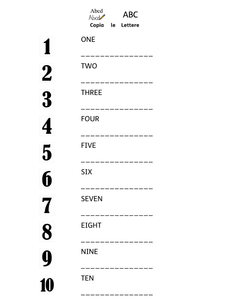 Numbers in English Worksheet | PDF