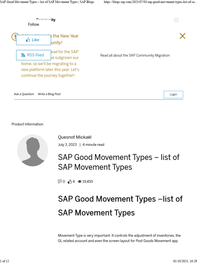 SAP Good Movement Types List of SAP Movement Types SAP Blogs PDF