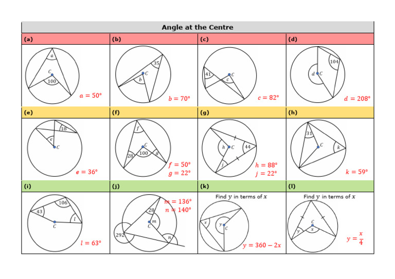 Angle at The Centre Practice Grid Answers | PDF