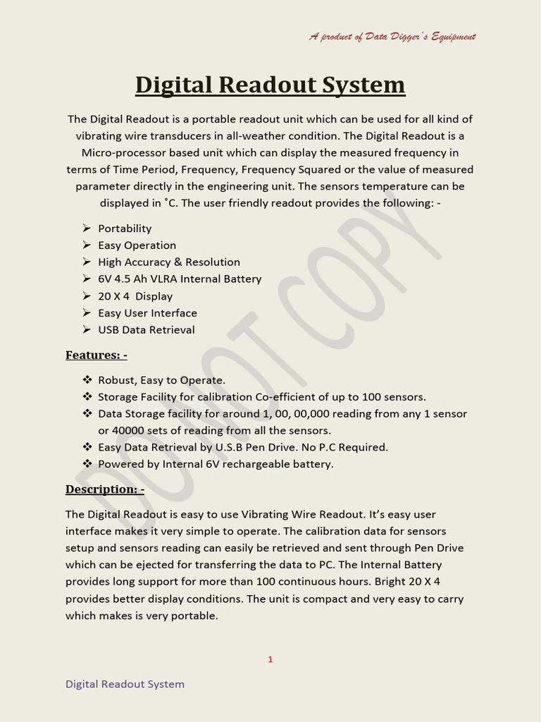 Portable Digital Readout System | PDF | Sensor | Usb Flash Drive