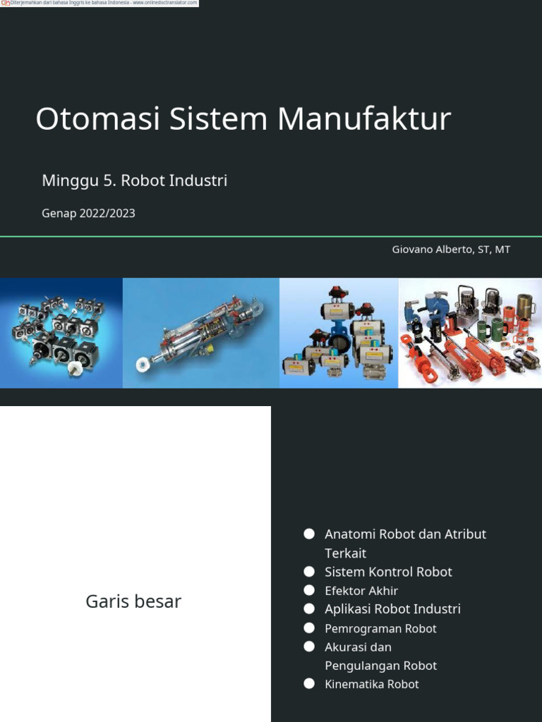 Robot Industri: Anatomi dan Aplikasi | PDF