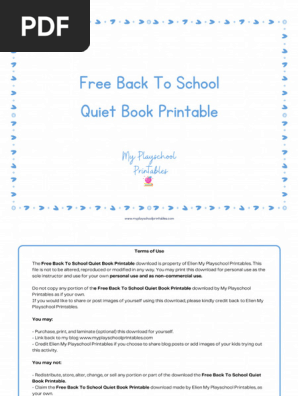 Free Back to School Quiet Book Printable