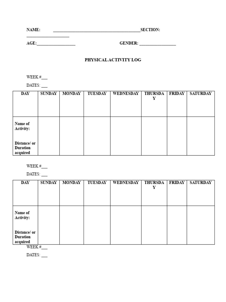 Physical-Activit-Log | PDF