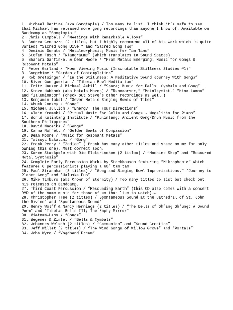 Gong and Bells Music PDF