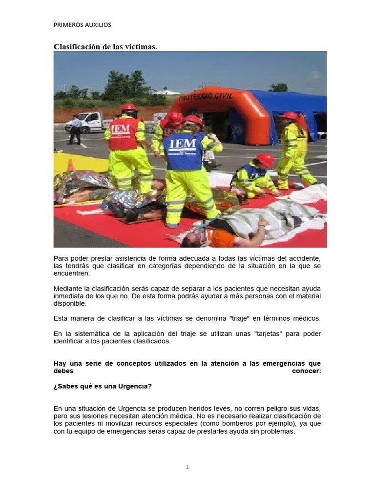 Triaje en Emergencias y Primeros Auxilios | PDF | Hospital | Medicina