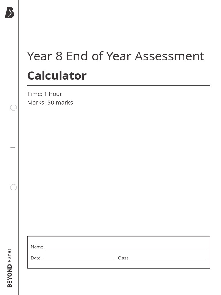 Y8 end of year assessment calculator pdf