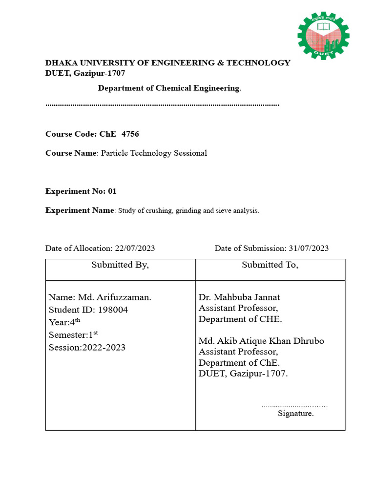 Crushing, Grinding and Cieving PDF Physical Sciences Applied And