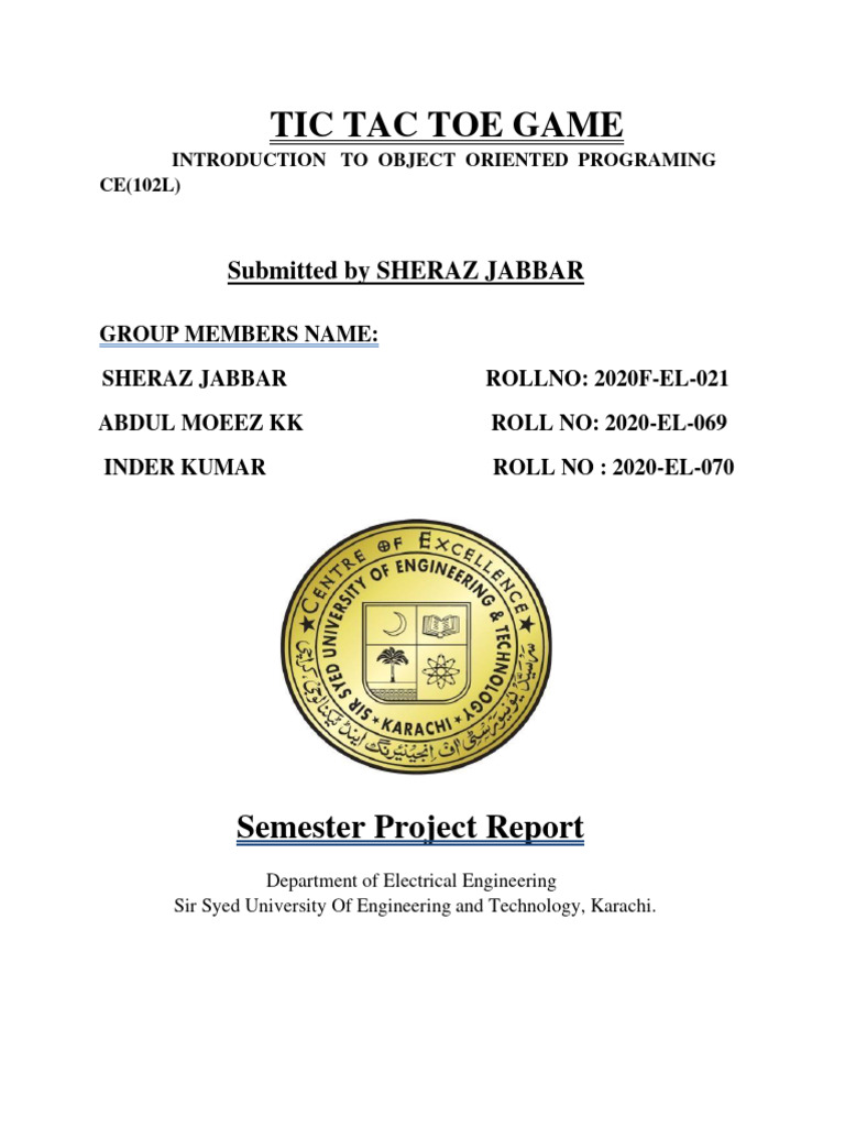 Tic Tac Toe OOP Project Report | PDF | Computer Programming | Computing