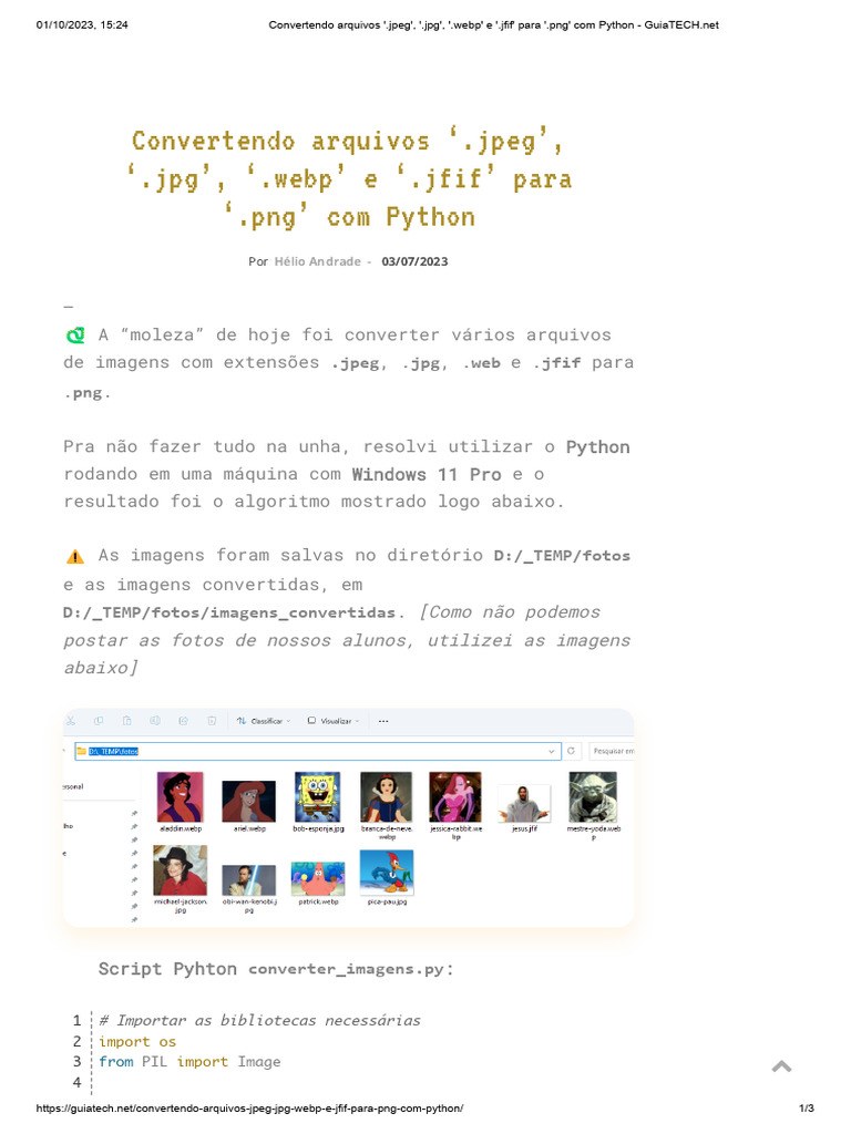 Convertendo Arquivos '.Jpeg', '.JPG', '.Webp' e '.Jfif' para '.PNG' Com ...