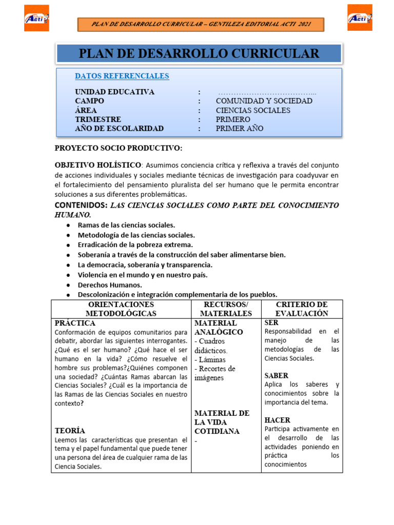 Qué es el Plan de Desarrollo Curricular | PDF | Plan de estudios | Bolivia