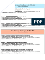 Non-Degree Fee Schedule