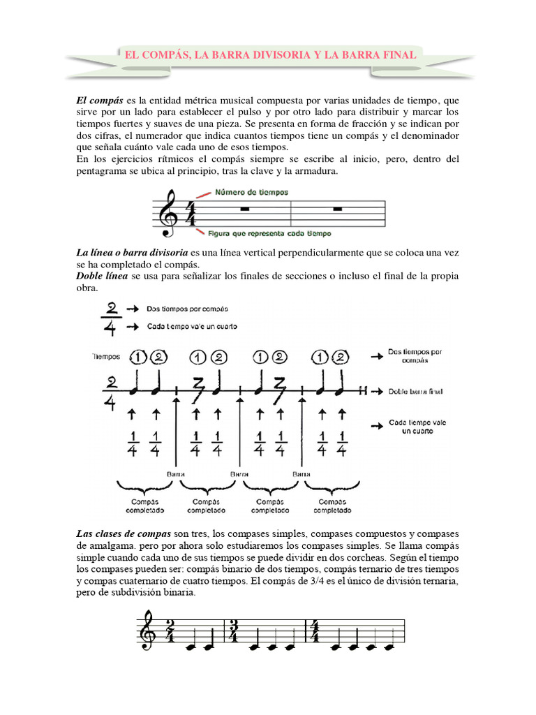 Compases Simples en Música | PDF | Métodos y materiales de enseñanza ...