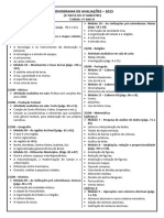 5º ANO B - CRONOGRAMA DE AVALIAÇÕES - 1ª NOTA DO 3º BIMESTRE - 2023