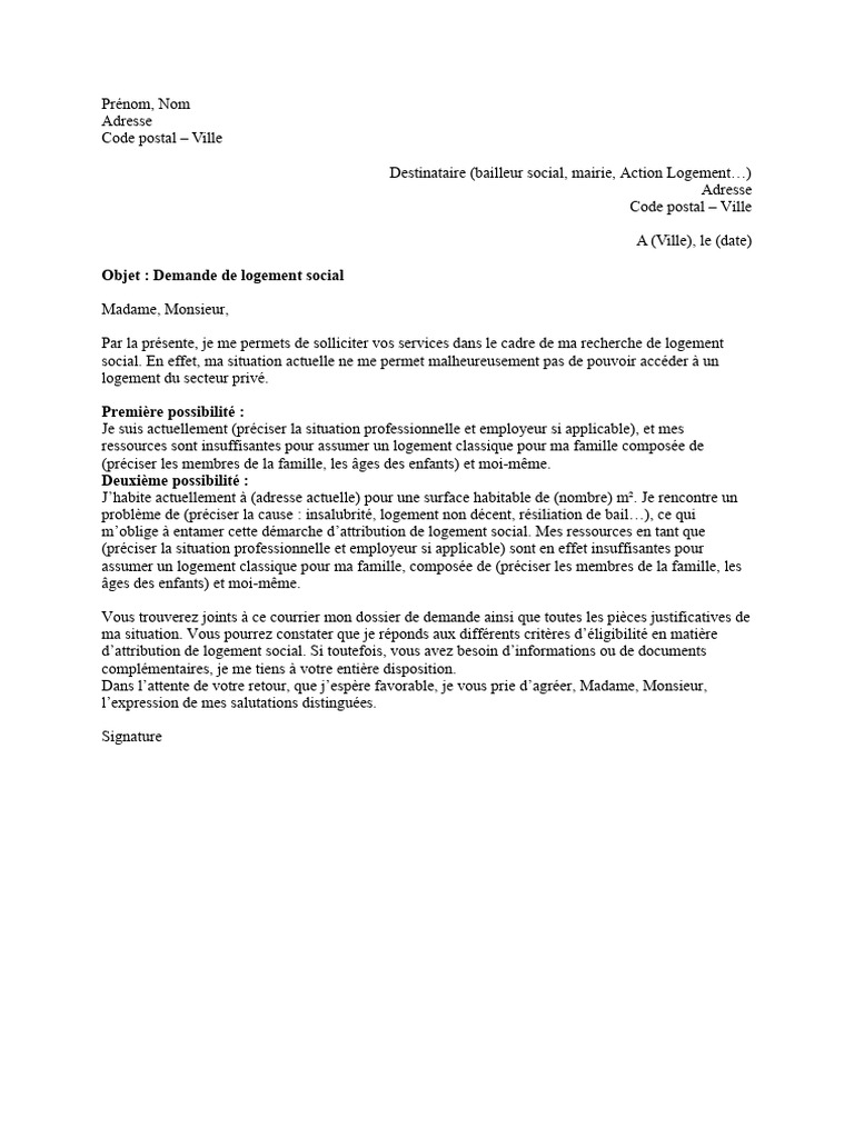comment remplir demande de logement social