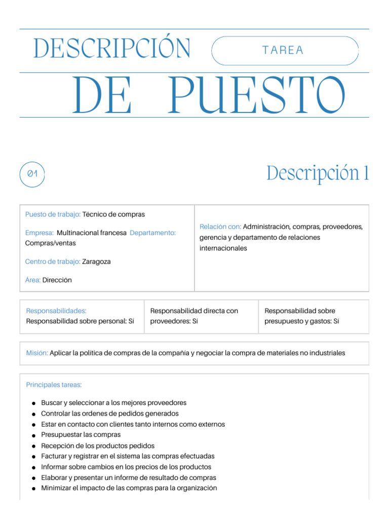 Descripción de Puesto | PDF
