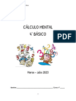 Cuadernillo Cálculo Mental 4° MARZO-JULIO