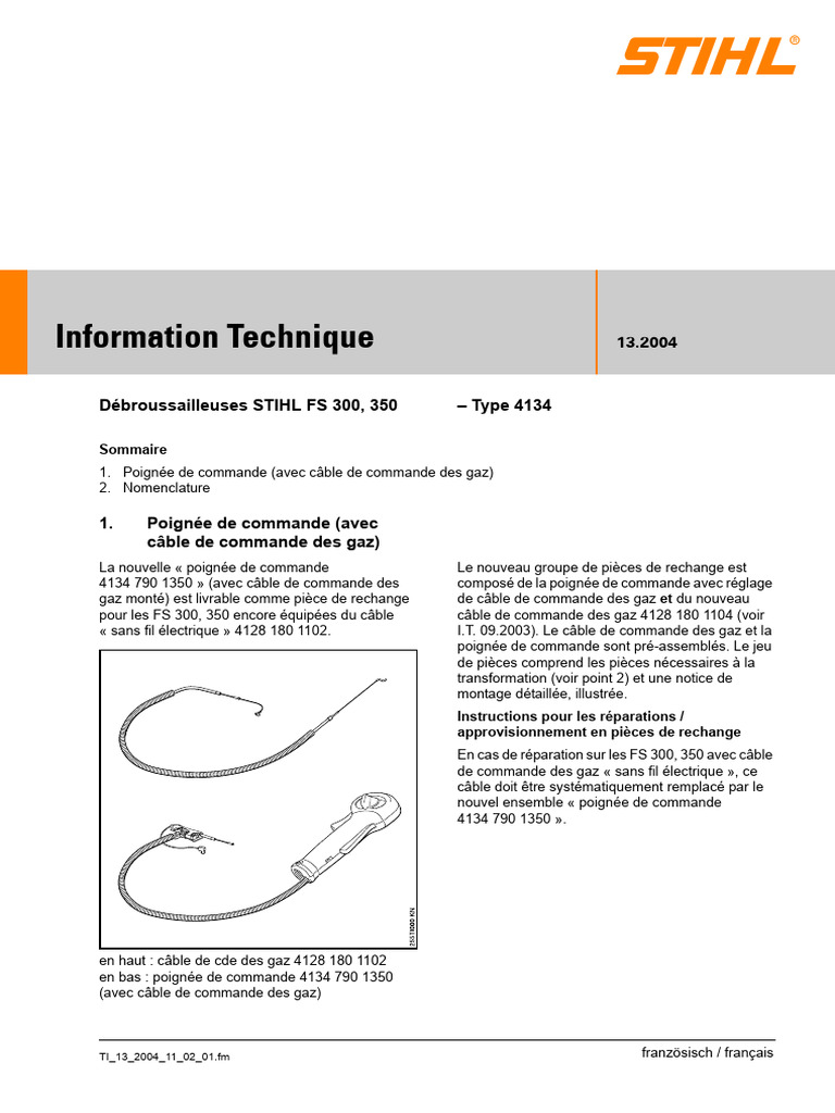 Montage Poignée Débroussailleuse STIHL FS 300/350 PDF Biens — free download
