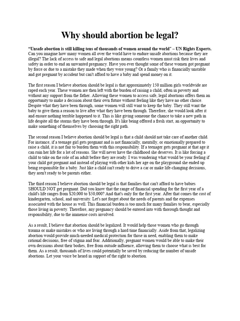 Why Should Abortion Be Legal | PDF