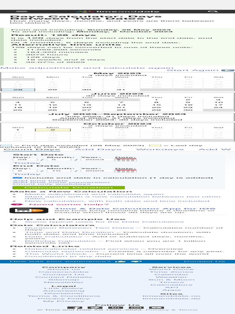 Duration Calculation: May to October 2023 | PDF