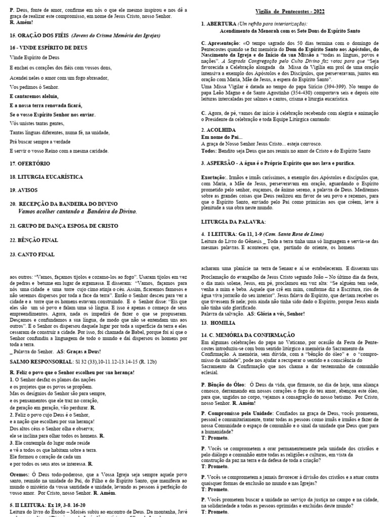 Vig lia De Pentecostes 2022 Download Gr tis PDF Missa liturgia 
