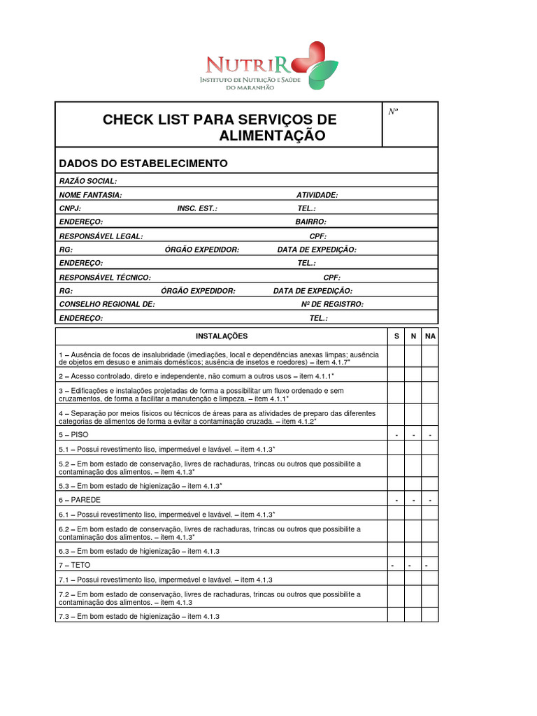 Check List RDC 216 | PDF