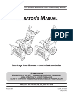 Perator S Anual: Two-Stage Snow Thrower - 500 Series & 600 Series