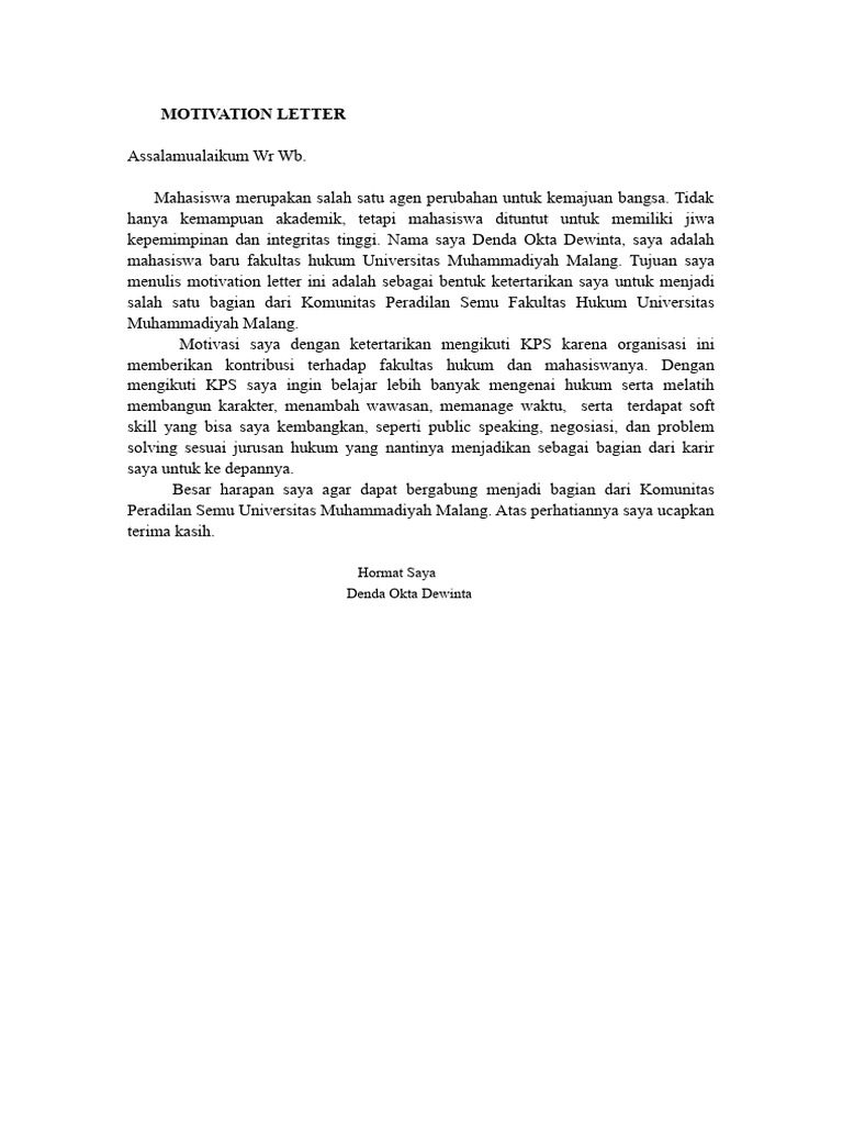 Motivation Letter Kps | PDF