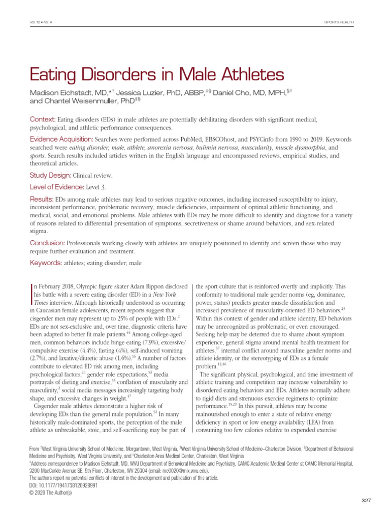 Artigo 1 Eating Disorder in Male Athletes | PDF