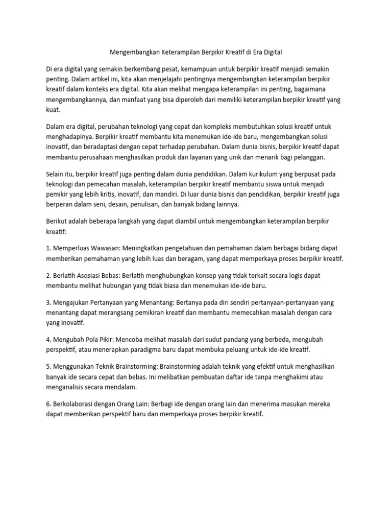 Kreativitas Digital yang Mengubah Cara Kita Berpikir dan Bekerja