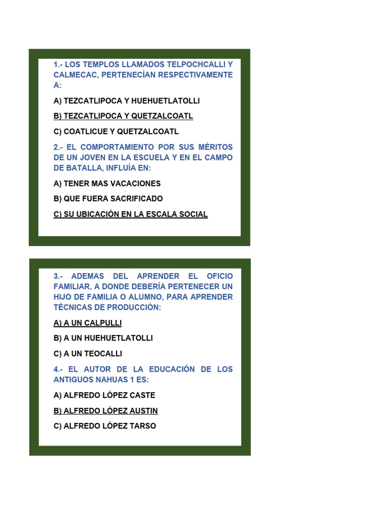 LA EDUCACIÓN DE LOS ANTIGUOS NAHUAS PREGUNTAS PDF