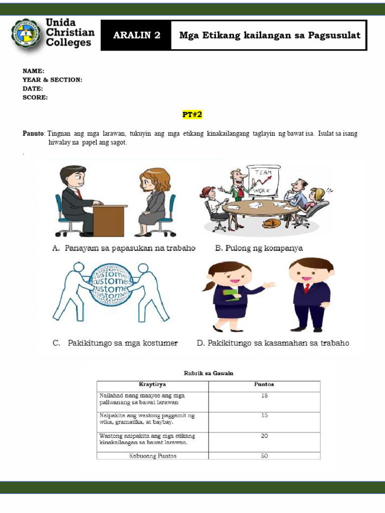 PT#2-Mga Etikang Kailangan Sa Pagsusula | PDF